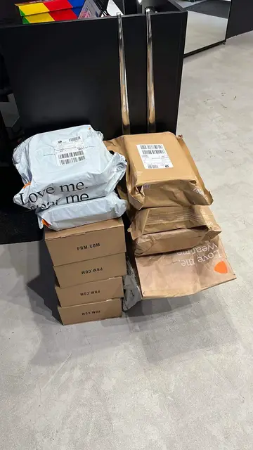 Parcels and boxes waiting by the front door