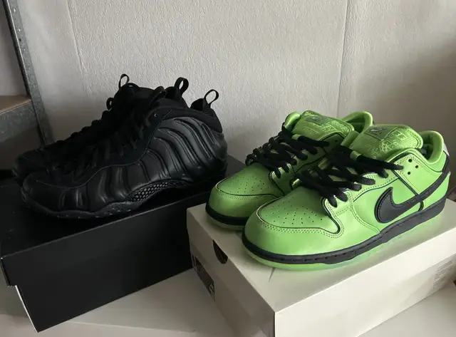 Nike Foamposite and Powerpuff Dunk on their boxes