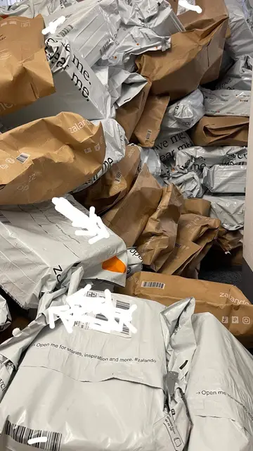A heap of unopened delivery bags